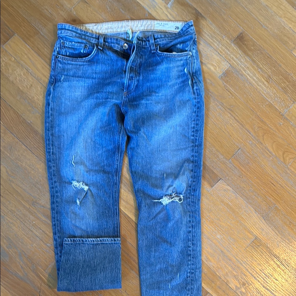 Rag & Bone Blue Boyfriend Jeans Distressed Casual